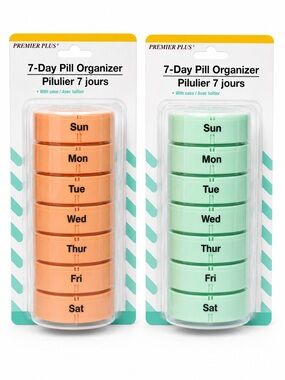 Premier 7-Day Pill Organizer Stack - Orange & Mint